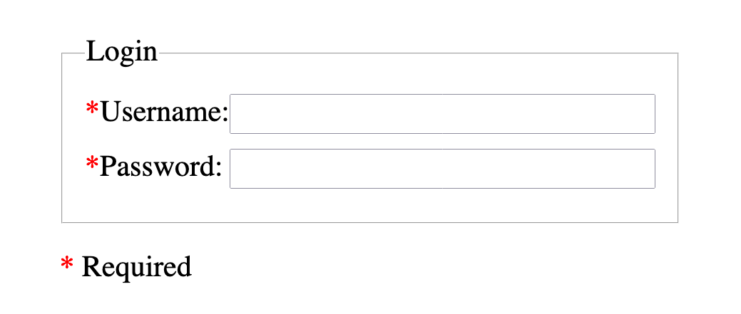 Example of required fields
