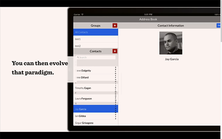 Flat design of current Address Book app
